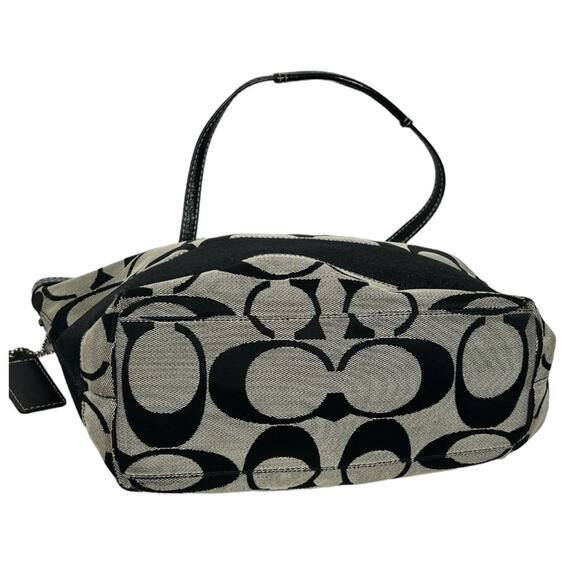 Coach Vintage Signature Canvas Stripe Large Tote Black & Khaki - Picture 6 of 12